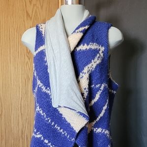 Small Blue+Tan Tabitha Wool Cardigan